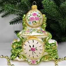 Стеклянная елочная игрушка Часы с глобусом Версаль