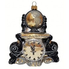 Стеклянная елочная игрушка Часы с глобусом ретро