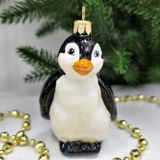 Стеклянная елочная игрушка Пингвин полярный эмаль