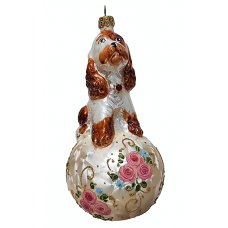 Стеклянная елочная игрушка Собачка на шаре версаль