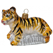 Стеклянная елочная игрушка Тигр